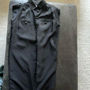 Reiss black button up dress